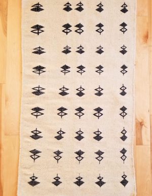 Alternative view of Margoum tunisien - Tapis laine naturelle motifs berbères 2.1'x3.8'