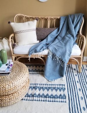 Jeté en laine bleu