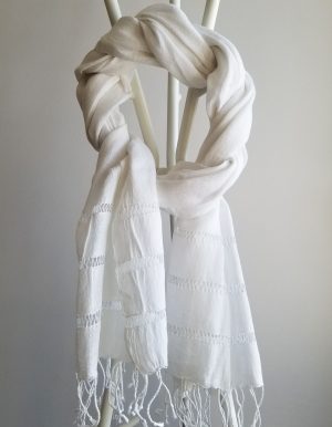 Foulard lin ajourée blanc