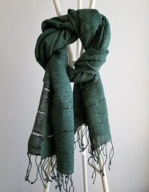 Foulard lin ajourée vert bouteille