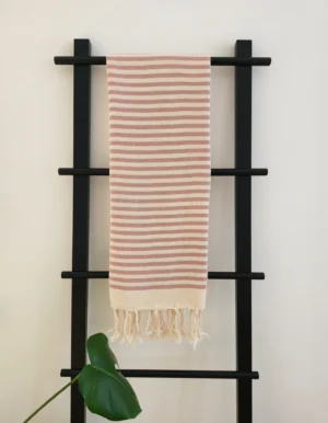 Fouta fines rayures bronze corail